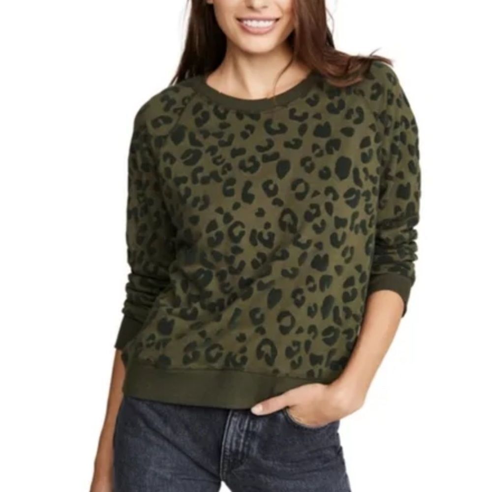 Rails‎ Theo Flocked Olive Leopard Print Sweatshirt